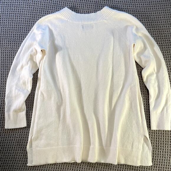 Loft Women's Ivory Cotton Blend Long Sleeve Sweater, size M - Picture 2 of 7